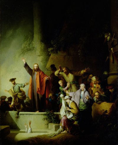 The Raising of Lazarus (olje på lerret) av Christian Wilhelm Ernst Dietrich