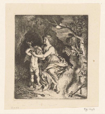 Venus legger en maske på Amor av Christian Wilhelm Ernst Dietrich