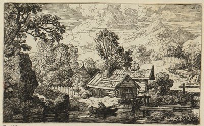 To trehus ved vannet av Christian Wilhelm Ernst Dietrich