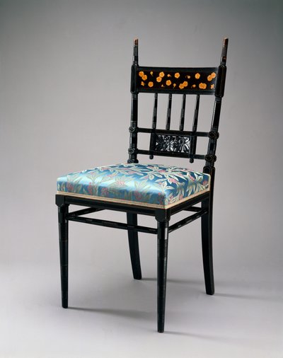Sidestol, Herter Brothers Company, ca. 1876-79 (kirsebær, forgylt og møbeltrekk) av Christian and Gustave 1830-98 Herter