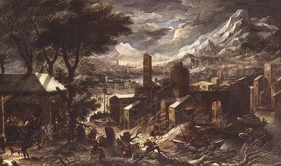 Et alpint vinterlandskap av Christian de (circle of) Koninck
