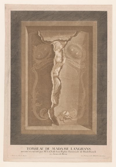 Graven til Mary Magdalene Langhans i kirken Hindelbank Tombeau de Madame Langhans (...) (tittel på objekt) av Christian von Mechel