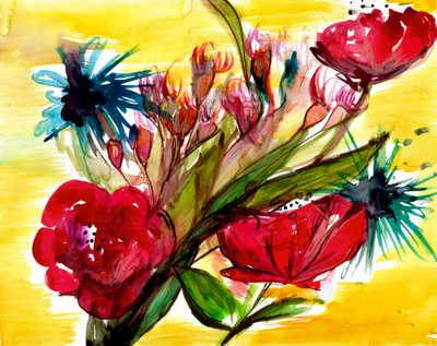 Fargerik blomsterbukett av Christine Lindstrom