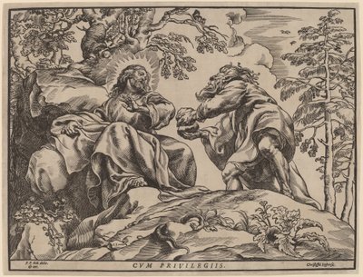 Kristi fristelse av djevelen av Christoffel Jegher after Sir Peter Paul Rubens