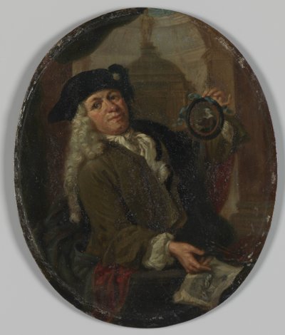 Portrett av Arnoud van Halen (1673-1732). Maler, trykkeri, poet og samler i Amsterdam av Christoffel Lubienitzki (copy after)
