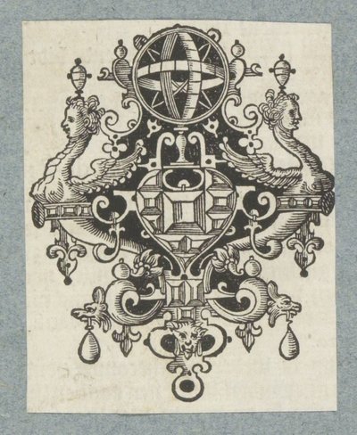 Ornament med edelstener og himmelsk klode av Christoffel van Sichem (II) (possibly)