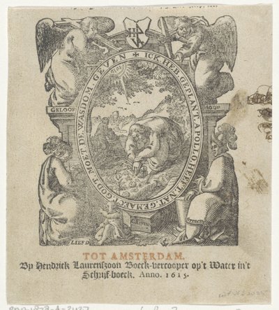 Tittelvignett med en mann som planter avlinger av Christoffel van Sichem (II) (possibly)