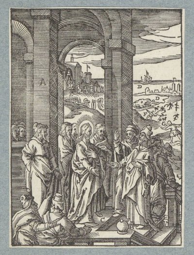Fariseerne og de skriftlærde ber om et tegn på Kristus av Christoffel van Sichem (II)