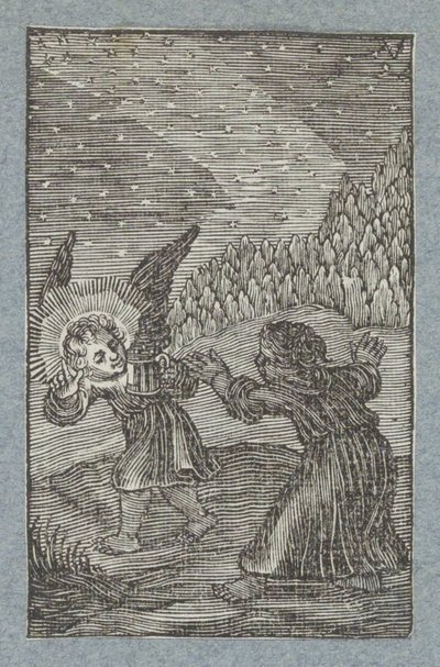 Engel med lykt viser barnet veien Pia Desideria (serietittel) av Christoffel van Sichem (II)