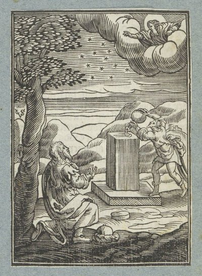 Guds pakt med Abraham; Jakob salver steinen han sov på av Christoffel van Sichem (II)