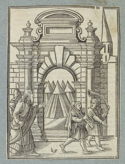 To sølvtrompeter brukes til å samle fellesskapet av Christoffel van Sichem (II)