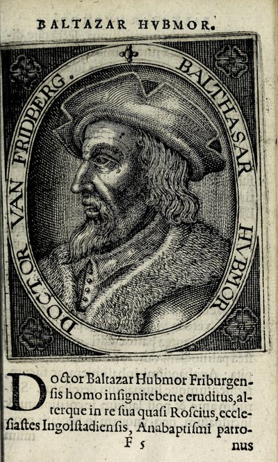 Balthasar Hubmaier, illustrasjon fra 