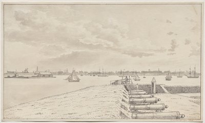 Utsikt fra batteriet mot byen av Christoffer Wilhelm Eckersberg
