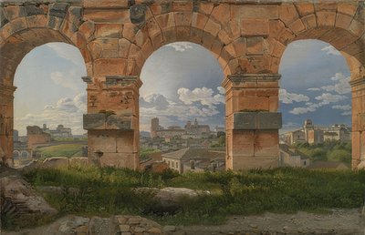 Utsikt gjennom tre buer fra Colosseum. 1815 av Christoffer Wilhelm Eckersberg