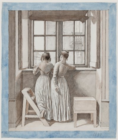Ved et vindu i kunstnerens atelier av Christoffer Wilhelm Eckersberg