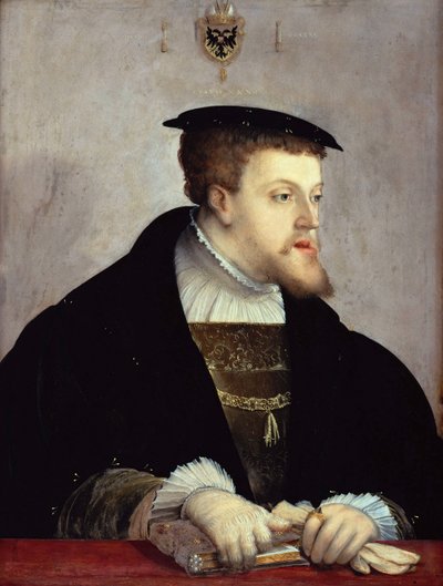 Portrett av keiser Charles V 1500-1558, ca 1532 av Christoph Amberger
