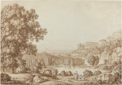Arkadisk landskap med et dorisk tempel av Christoph Heinrich Kniep