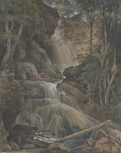 En foss i en skog ved Langhennersdorf, 1700-begynnelsen av 1800-tallet. av Christoph Nathe