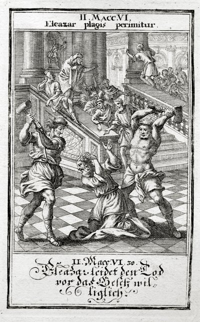 Eleasar godtar villig dødsstraff, Makkabeerne 1695 av Christoph Weigel