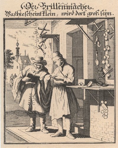 Brillemaker fra Figure of the Main Charitable Estates, 1698 av Christoph Weigel the Elder