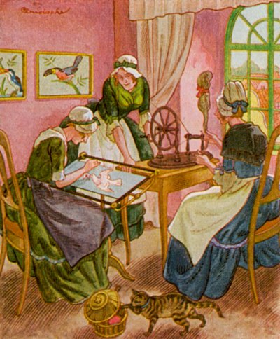 Stickerin und Spinnerin von Christophe (1856-1945)