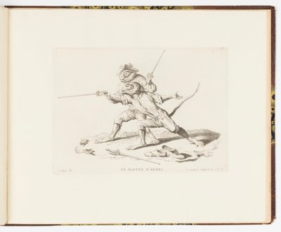 Plate 7, The Master of Arms, Monkey Antics eller Different Actions of Human Life represented by Monkeys av Christophe Huet