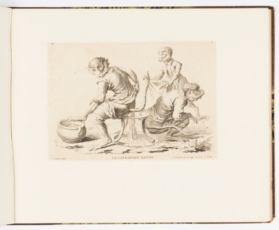 Plate 8, Le Lavement Rendu (The Enema Delivered), Monkey Antics eller Different Actions of Human Life represented by Monkeys av Christophe Huet
