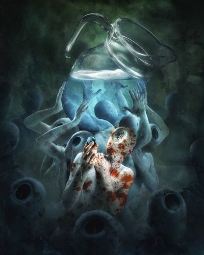 Surrealistiske figurer av krukker av Christophe Kiciak