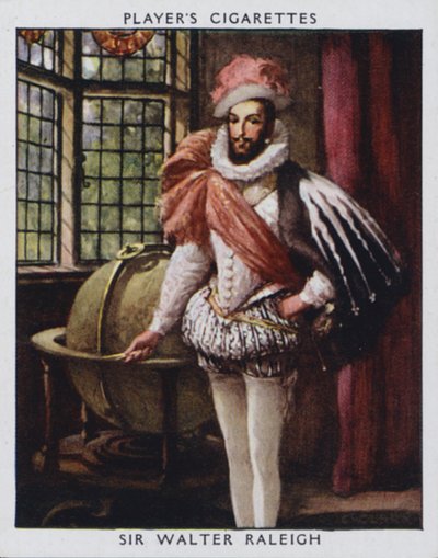 Sir Walter Raleigh (farge litho) av Christopher (after) Clark