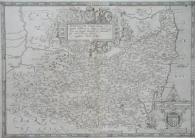 Kart over Suffolk, gravert av William Web av Christopher (after) Saxton
