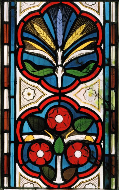Roser og hvete, 1865 (farget glass) av Christopher Dresser
