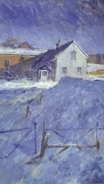 Vinter på Silver Lodge (olje på lerret) av Christopher Glanville
