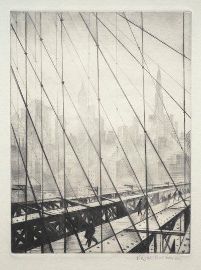 Ser gjennom Brooklyn Bridge av Christopher Richard Wynne Nevinson