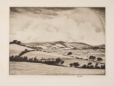 En dal i South Downs, pub. 1925. av Christopher Richard Wynne Nevinson