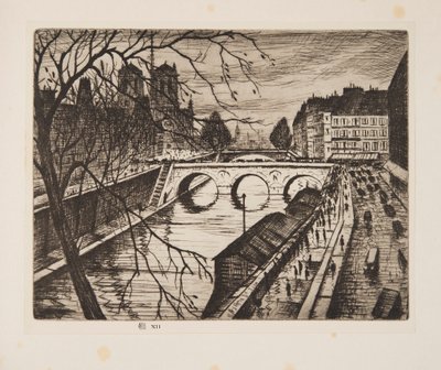 Notre Dame, The Quays of Paris, pub. 1931. av Christopher Richard Wynne Nevinson