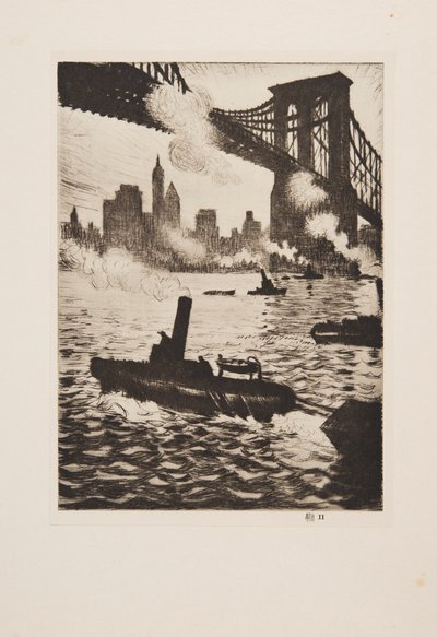 Under Brooklyn Bridge, pub 1921. av Christopher Richard Wynne Nevinson