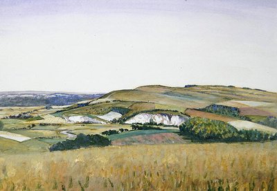 Amberley (akvarell og gouache på papir) av Christopher Richard Wynne Nevinson