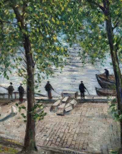Fiskere på Seinen, 1939 av Christopher Richard Wynne Nevinson