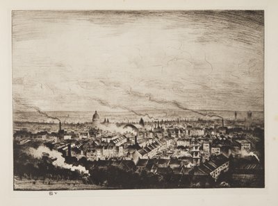 London fra Parliament Hill, pub.1923 (radering) av Christopher Richard Wynne Nevinson