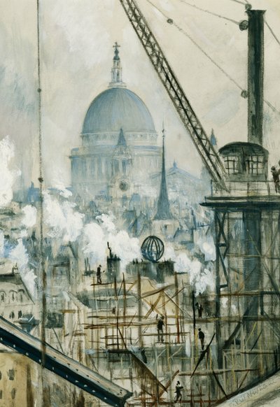 St. Paul"s fra Telegraph Building, Fleet Street, av Christopher Richard Wynne Nevinson