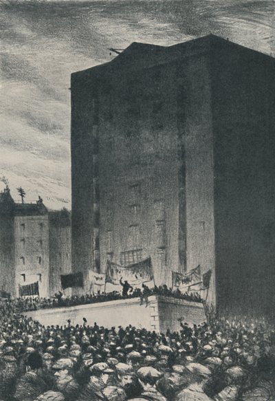 The Railway Strike - Møte på Tower Hill, 1919, 1920 av Christopher Richard Wynne Nevinson