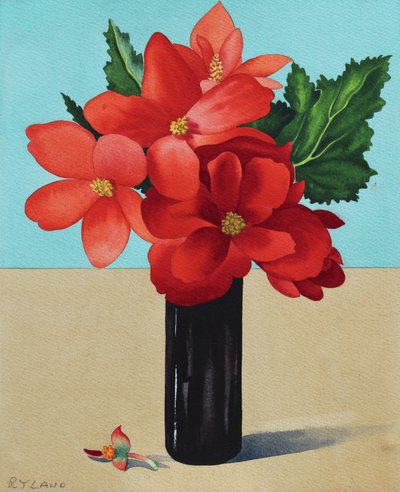Røde Begonia (akvarell på papir) av Christopher Ryland