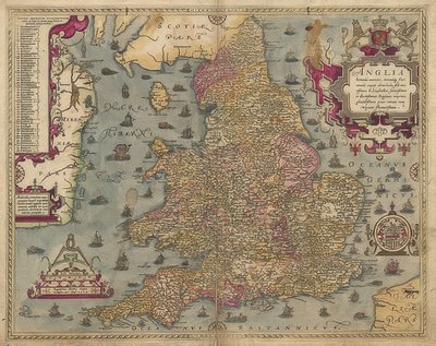 Anglia: England og Wales. 1579 av Christopher Saxton