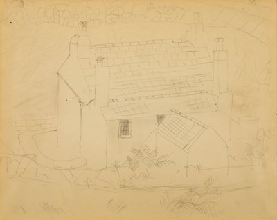 Cottage, Cornwall (blyant på papir) av Christopher Wood