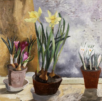 Krokus og påskeliljer i potter. Maleri av Christopher Wood (1901–1930). Privat samling. av Christopher Wood