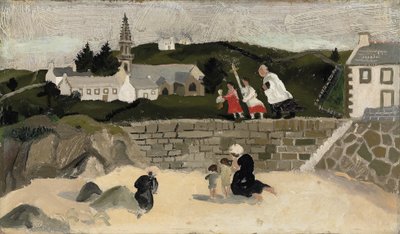 Sakramentet, Ploaré, Bretagne (olje om bord) av Christopher Wood