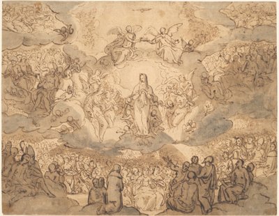 Jomfruen, himmelens dronning av Circle of Francesco Vanni