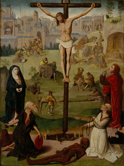 Korsfestelsen med St. Hieronymus og St. Dominic og scener fra lidenskapen av Circle of Geertgen tot Sint Jans