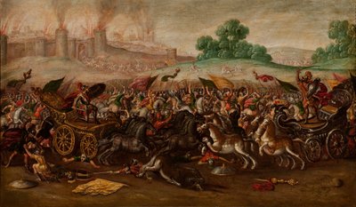 The Burning of Jerusalem av Nebukadnesars hær av Circle of Juan de la Corte