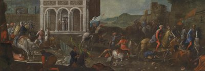 Saint Catherine av Siena forsvarer en by mot tyrkerne av circle of Vittore Carpaccio